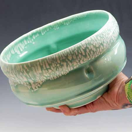 Large Soft salad Bowl in Seafoam Waterfall