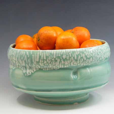 Large Soft salad Bowl in Seafoam Waterfall